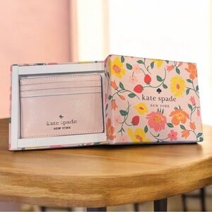 Kate Spade Rose Pink Card Holder in Floral Gift Box NIB